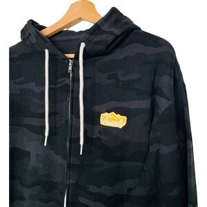 Grizzly Griptape OG Zip Up Hoodie Black Camo Print Size Large Beware of the Bear